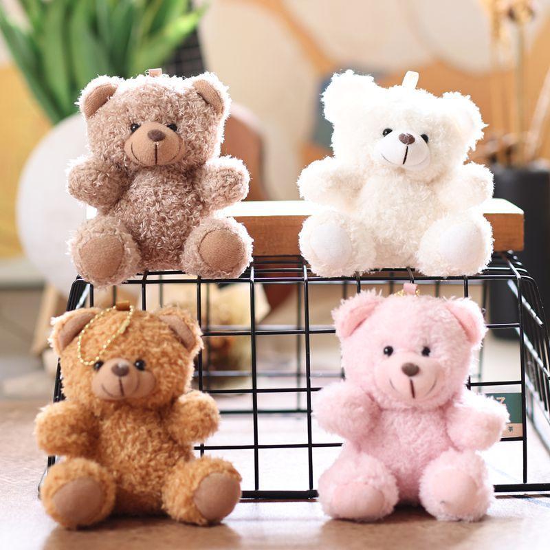 Breloc Drăguț de Pluș Urs cu Blană Moale Scurtă pentru Decorarea Genții și Cadou