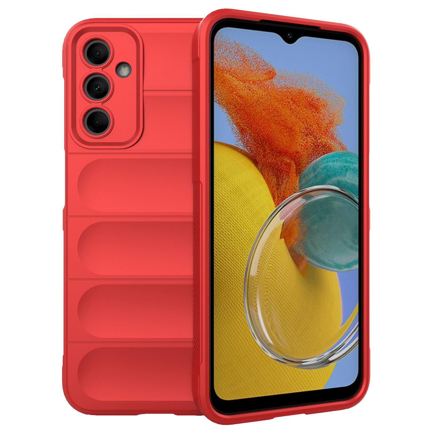 

For Samsung Galaxy M14 5G Rugged Drop-proof Phone Case Soft TPU Back Cover Red