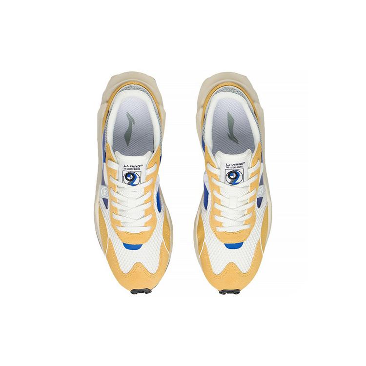 New LiNing Square Low Top Sports Casual Shoes Men's Yellow White Blue AGCS107-4