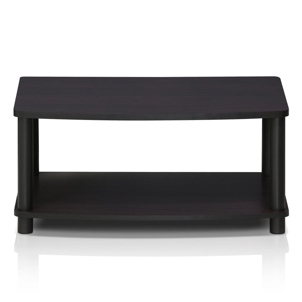 Furinno TV Stand, 2-Tier Height-Adjustable, Dark Walnut Round Pipe, Turn-N-Tube, No Tools Required, Officially Imported from Japan