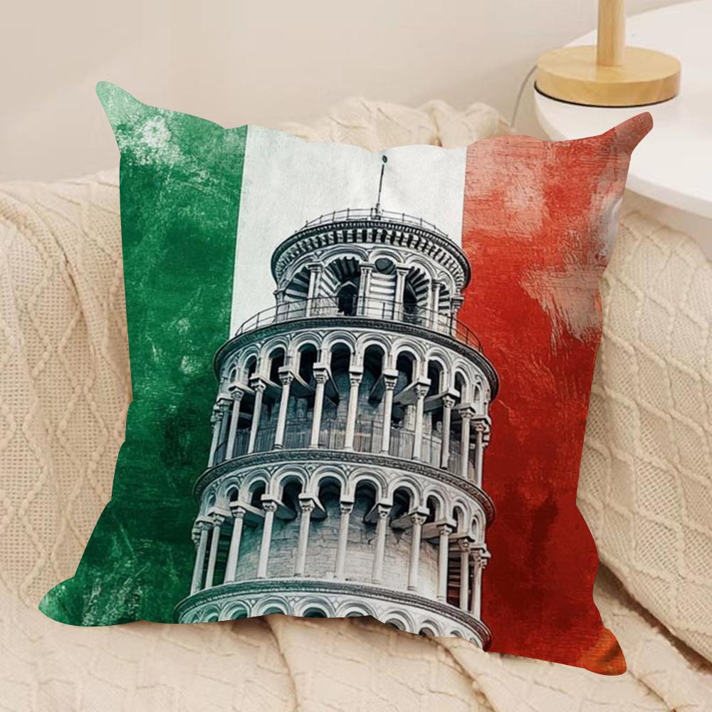 IIitalian Flag Cushion Cover Soft Plush Fabric DoubleSided Printed Sofa Cushion Cover for All Seasons Home Decor Gift