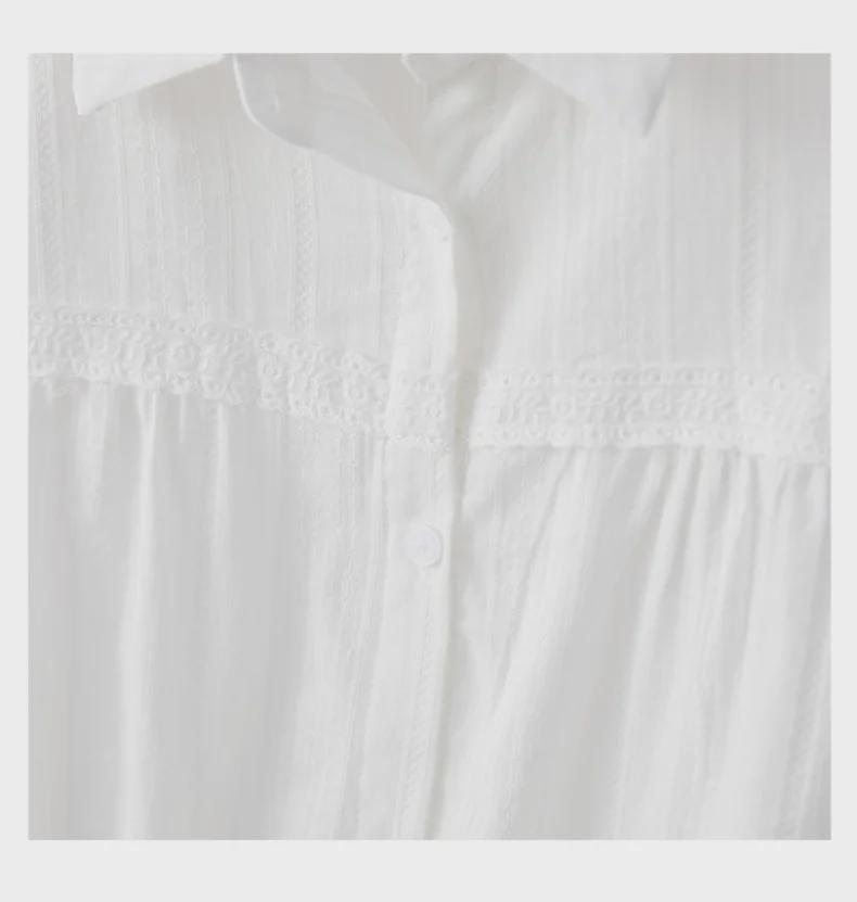 Lace Stitching White Women's Long Sleeve Shirt - Spring 2025 Commuter Style