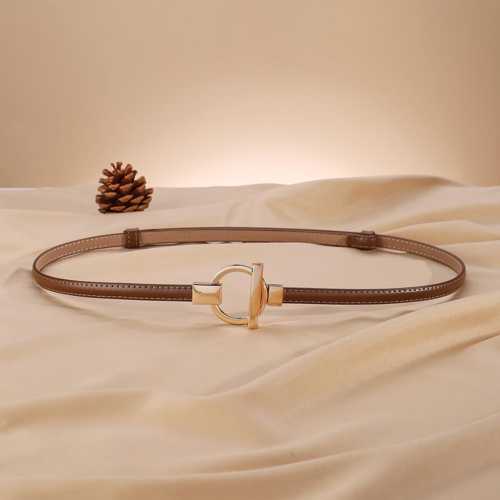 Simple Women Leather Belt Fashion Metal Buckle Slim Belt Adjustable Skinny Waist Belt for Dress,Jeans,Coats&Pants