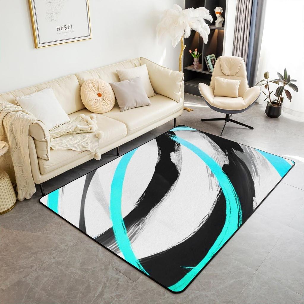 Red Area Rug for Bedroom Line Abstract Living Room Rugs Soft Non-Slip Modern Geometric Decor Carpet Indoor Floor Mat for Home