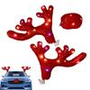 Car Antler Decoration Reindeer Decor Christmas Decoration Kit Car Costume Decor Reindeer Antlers & Nose with LED Light Funny