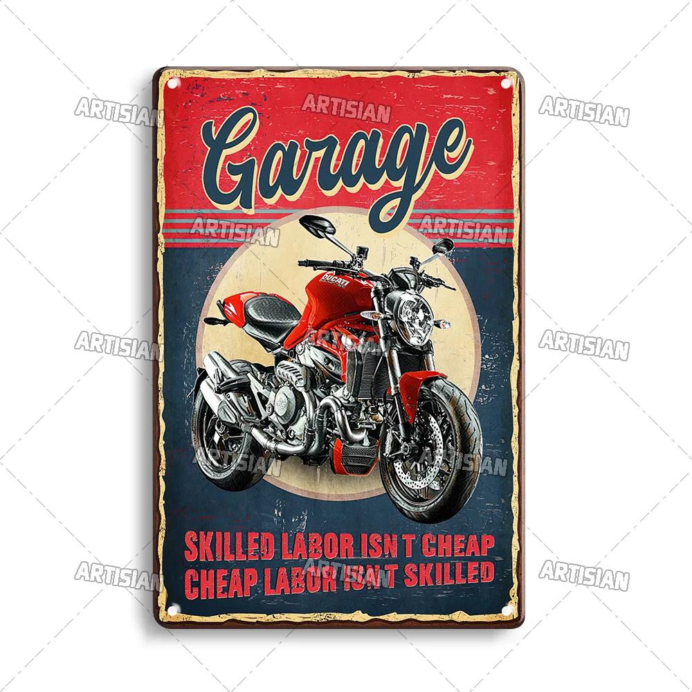 ARTISIAN Rusty Motorcycle Garage Wall Metal Tin Sign Vintage Decorative Plate Man Cave Metal Plaque Club Studio Industrial Decor