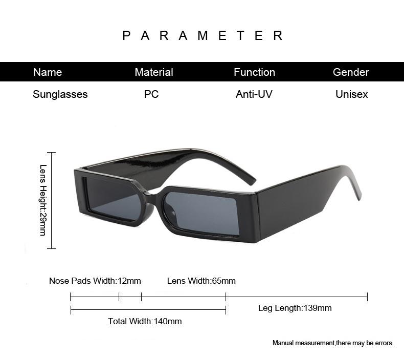 Fashion Brand Square Sunglasses Man Small Frame Personality Sun Glasses Male Rectangle Wide Temples Hip-hop