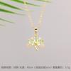 High Grade Zircon Leaf Flower Pendant Necklace Stainless Steel Plant Charms Choker Jewelry Party Gifts For Women Girls