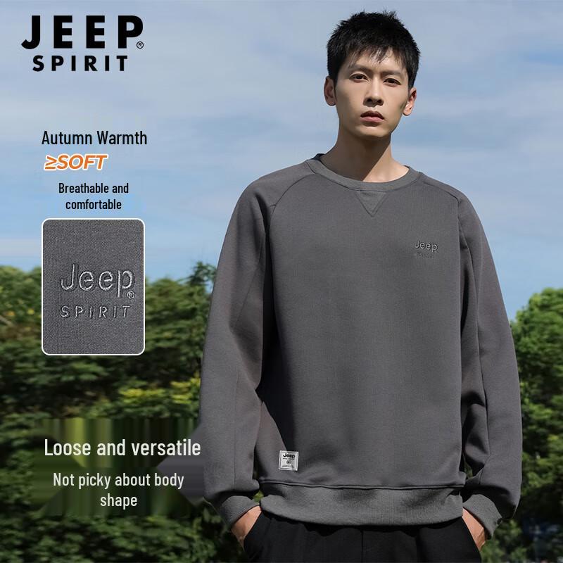 JEEP SPIRIT Herren Besticktes Rundhals-Sweatshirt