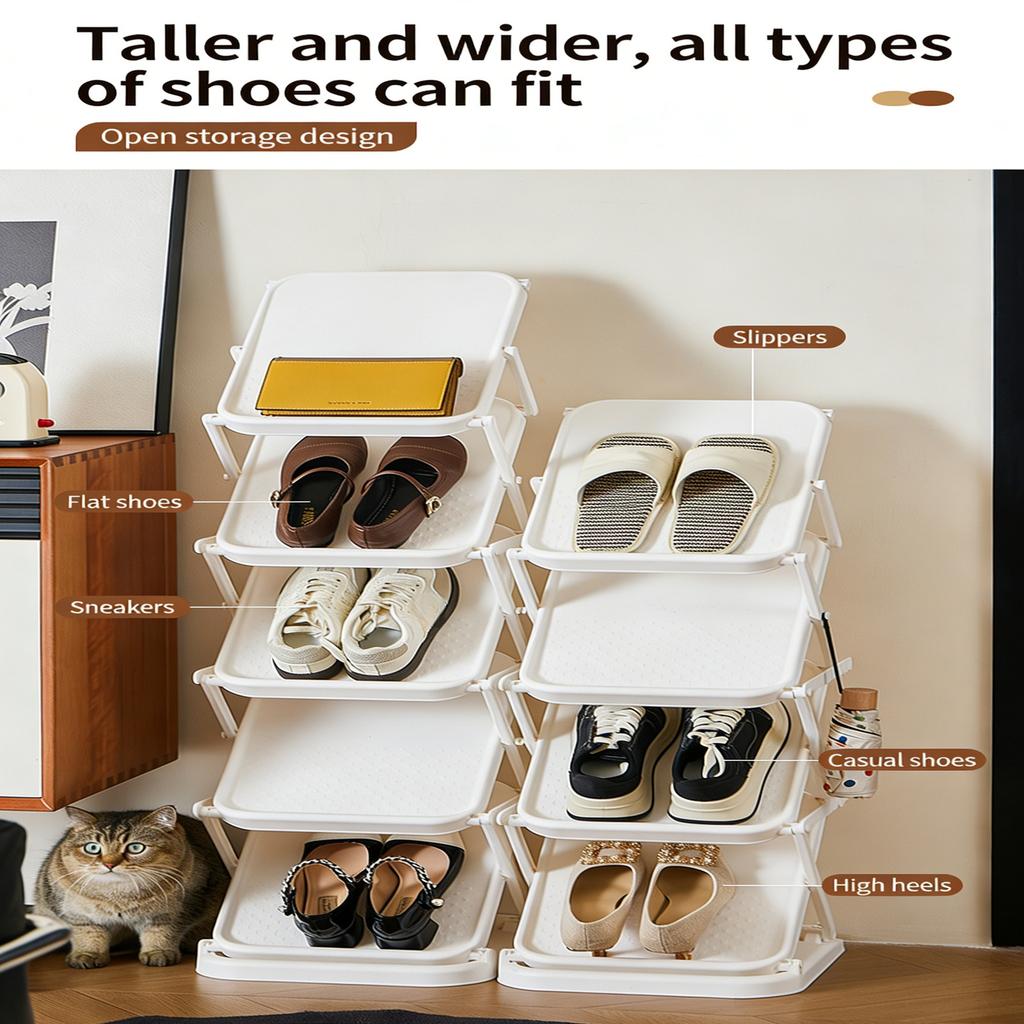 Stackable Shoe Organizers For Closet Or Hallway Foldable Structure Convenient To Carry And Store Maximizes Your Space