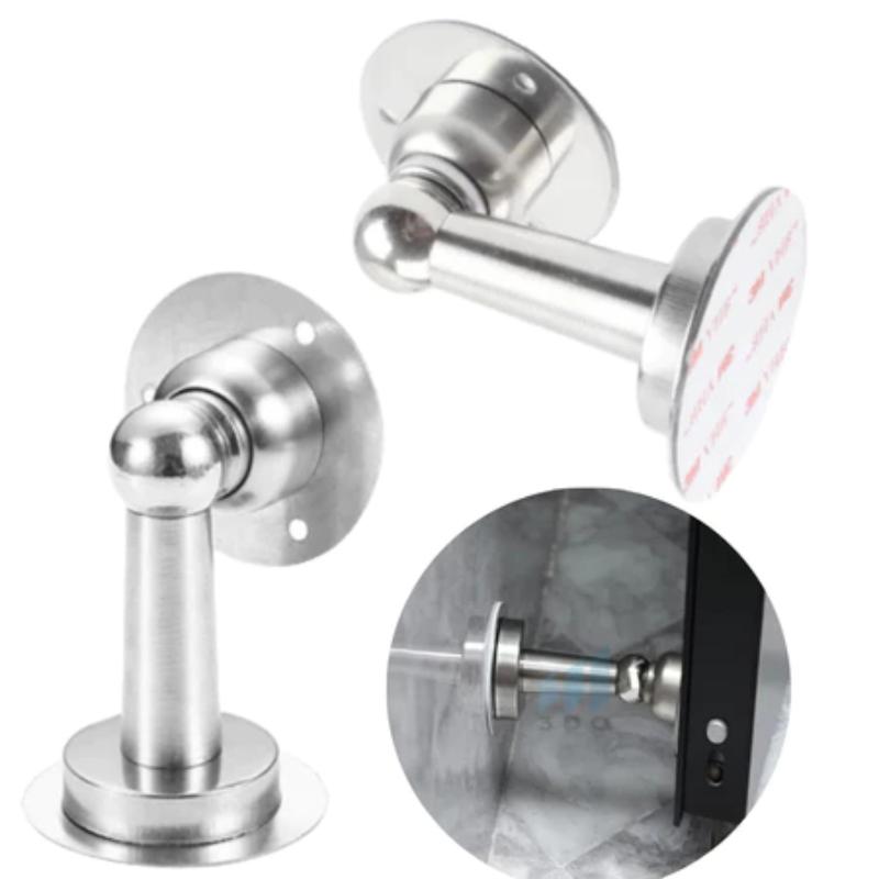 Stainless Steel Magnetic Door Stopper Drill & No Drill Installation Residue-free Adhesive Door Holder for Rental House
