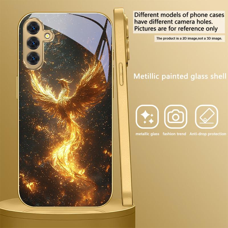 Golden Phoenix Nirvana For Samsung A 31 32 A33 A34 35 14 A15 13 16 25 26 50 52 53 54 55 56 70 71 72 73 Golden Glass Phone Case