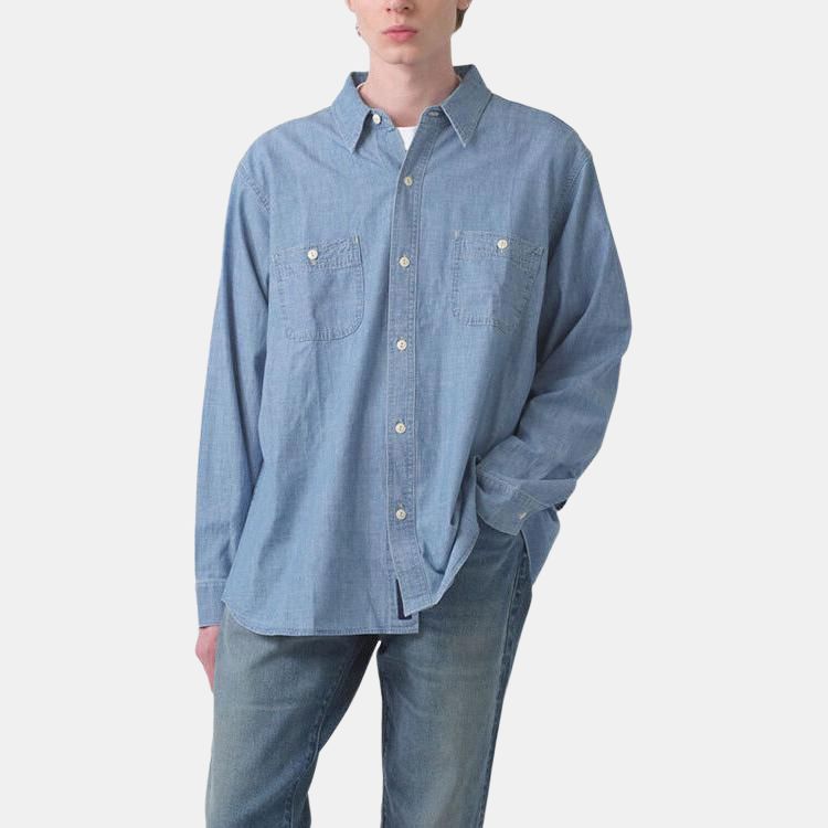 Levis Bluetab™ Series Button-Down Long Sleeve Shirt With Double Chest Pockets Men shirts Light-Indigo 001LH-0000