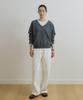 LINGSEOUL Deep V-Neck Wool Knit-Gray