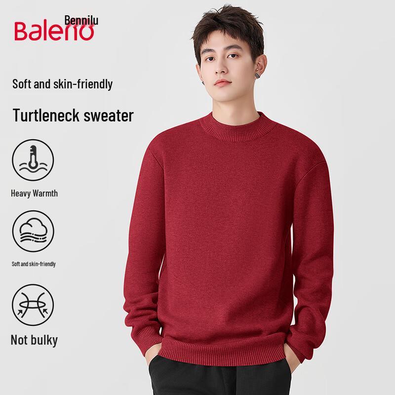 Baleno Men's Loose Fit Warm Semi-High Neck Knit Sweater