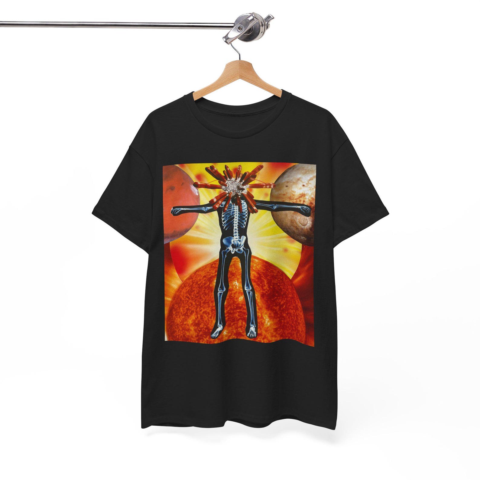 Surreal Skeleton T-Shirt, Psychedelic Anatomy Collage Tee, Cosmic Body Graphic Shirt, Trippy Space Art Tee, Abstract Sci-Fi Streetwear 4XL