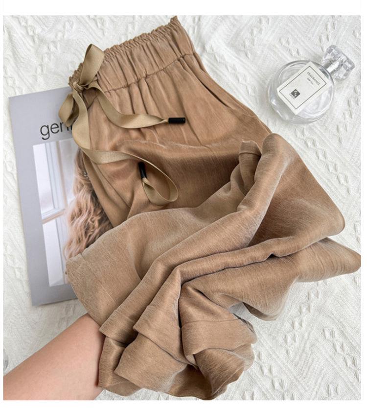 2025 European-Style Women's Wide-Leg Satin Pants for Spring & Summer