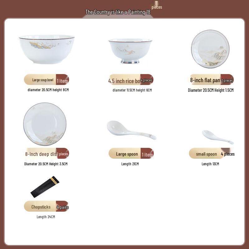 Nierxin Chinese Ceramic Dinnerware Gift Set