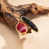 Vintage Inlaid Resin Acrylic Open Ring for Women Elegant Irregular Geometry Adjustable Knuckle Ring Daily Wear Jewelry