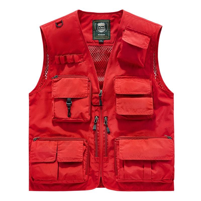 

New Summer Multi-Pocket Unisex Plus-Size Outdoor Vest for Photography and Hiking XL червоний