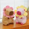 Adorable Pink And Brown Sunflower Capybara Plush Toy Soft Pillow For Kids And Girls