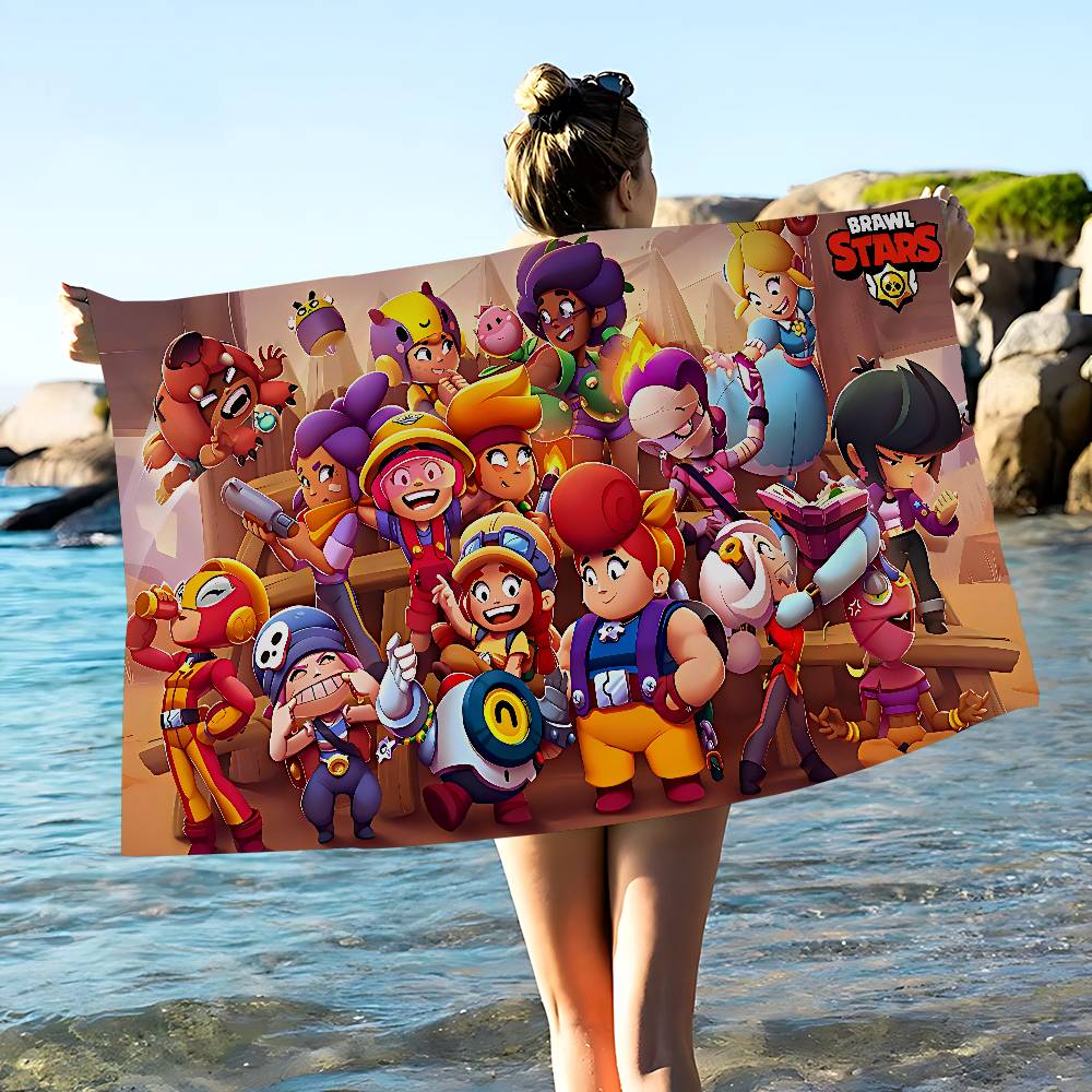 Cute B-rawl Game S-Stars Anime Beach Swimming Towel Soft Absorbent Washcloth Children's Gifts For Kids Travel Camping Gym