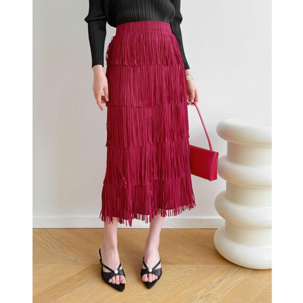 Miyake-Style High-End Pleated Tassel Skirt: Versatile Summer Street Style