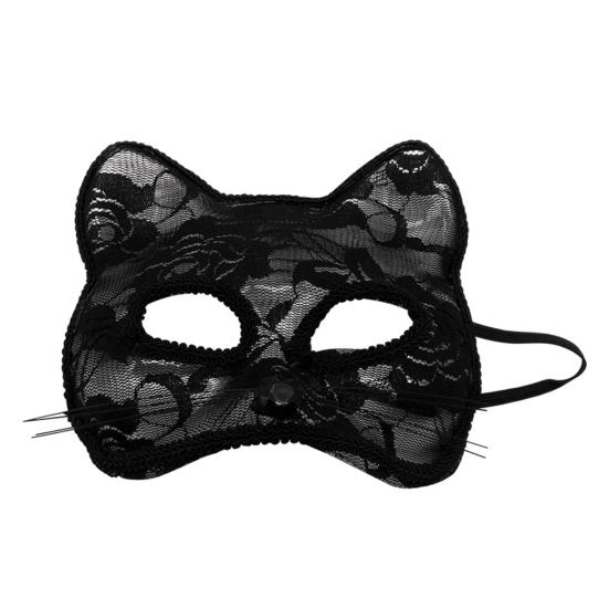 Halloweenská kočičí maska Poloviční obličej Krajková maškarní maska Kočka Liška Zvíře Cosplay Kostým pro Karnevalový ples Party Doplňky