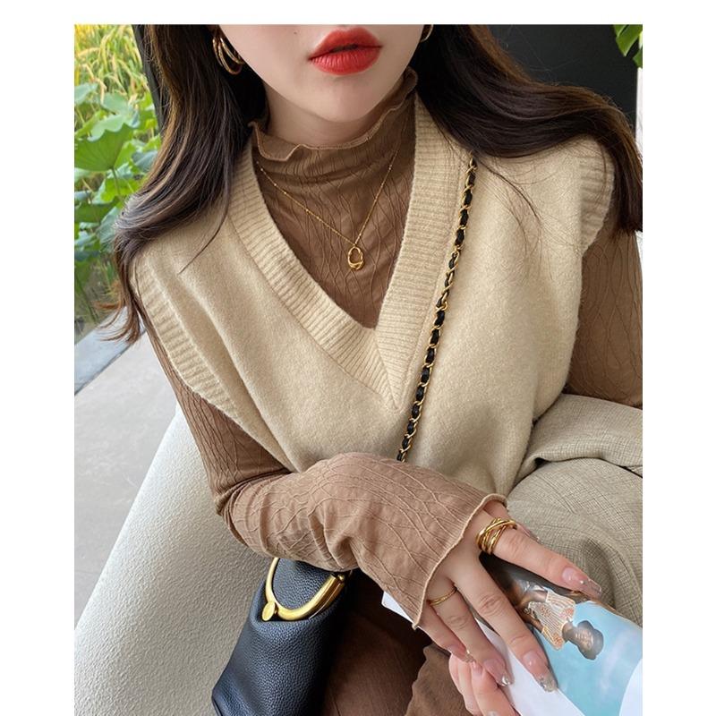 Women S Long Sleeve Lace Mock Neck Ruffled T Shirt Inner Top