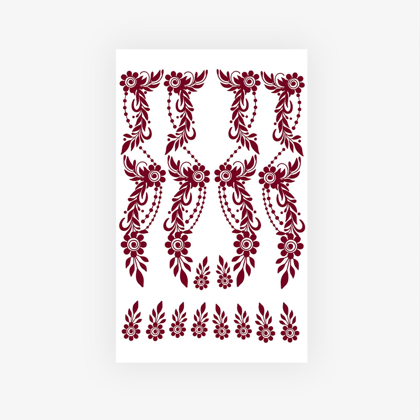 

Nature-Tied Flower Anklet Tattoo Sticker, Reddish-Brown Lines, Waterproof, Gentle Wind Instep Ankle Sticker 11*18