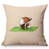 Small Animals Practice Yoga Posture Pattern Pillow Case Cute Squirrel Funny Perform Decoration Kid'S Room Sofa Bed Cushion Cover