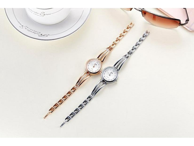 Echte Damen Strass Stahlband Runde Uhr - Koreanischer Stil Studentenmode