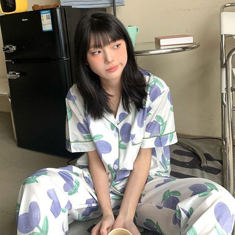 Cute Melody pajamas women's Japanese sweet cartoon style loungewear age-reducing girls cardigan short-sleeved set