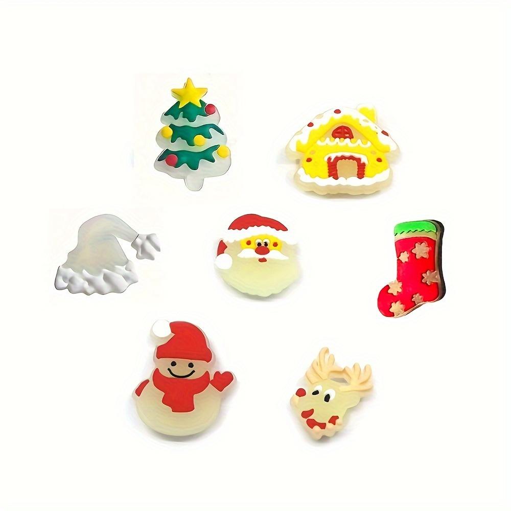 7pcs Luminous Christmas Shoe Charms for Crocs for Bubble Slides Sandals Santa Claus Slippers Accessories Xmas Day Gift