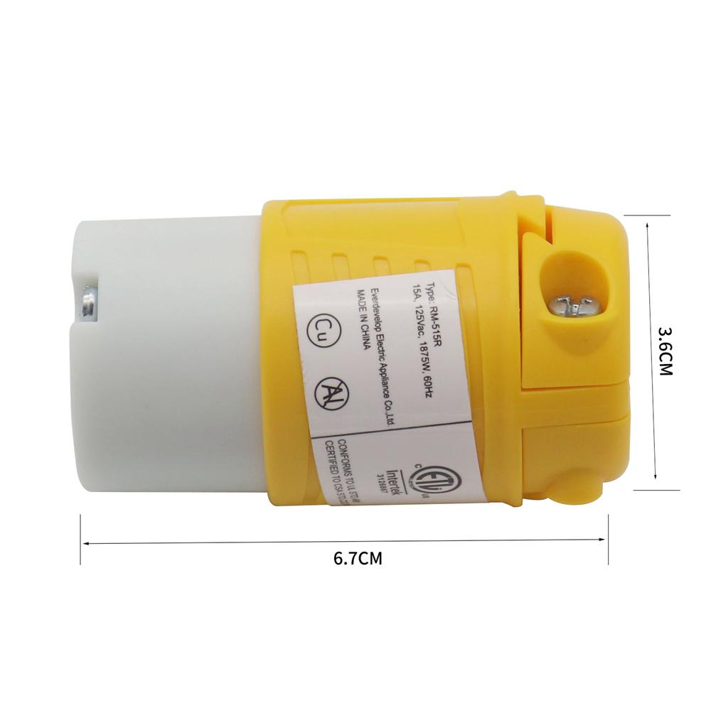 15 Ampér 125 Volt 5-15P 2pólová 3vodičová uzemněná elektrická zástrčka s rovnými kolíky