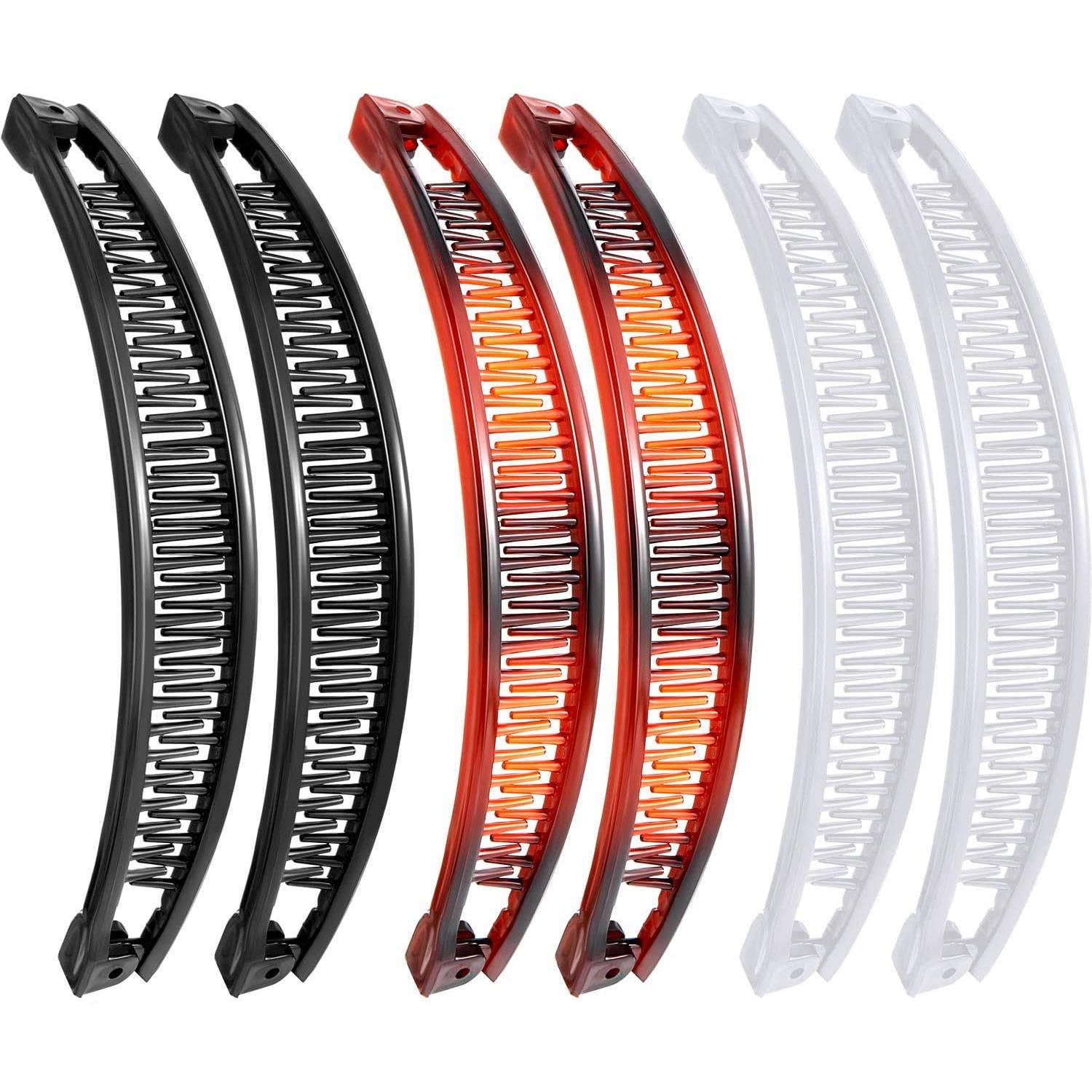 

6 Pieces Hair Combs Banana Hair Clip Grip Comb Fishtail Ponytail Banana Clip Hair Clips for Women Hair Accessory