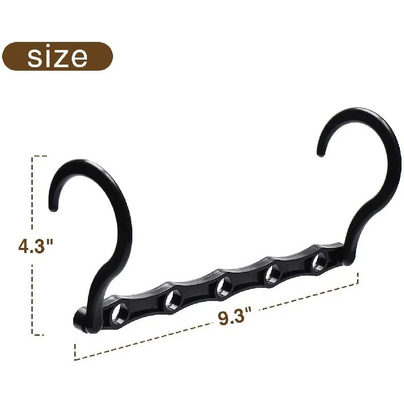 5pcs black plastic hangers, multifunctional hangers, space saving, efficient organization
