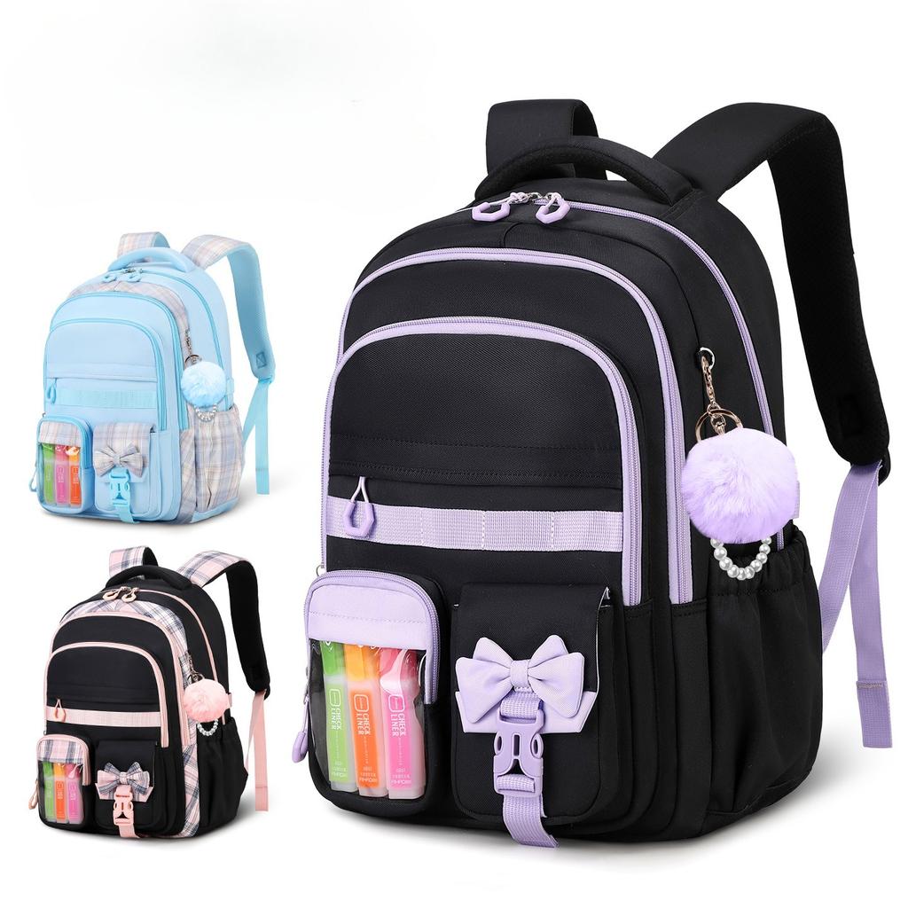 Cute Backpack for Elementary and Middle School Students, Soft Cloth Spine Protection, Lightweight and Large Capacity Backpack for Girls