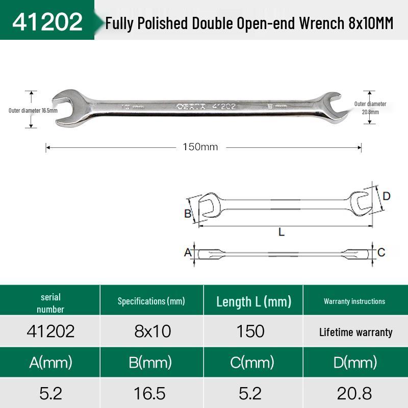 SATA Double-Headed Open-End Spanner Set: 8/10/12/14/17/19/22mm Fixed Forked Wrench