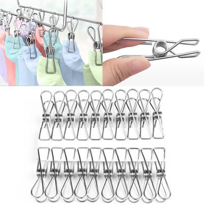 Steel Clamp Line Clothes Hang Pins Pegs Washing Stainless Metal Clips