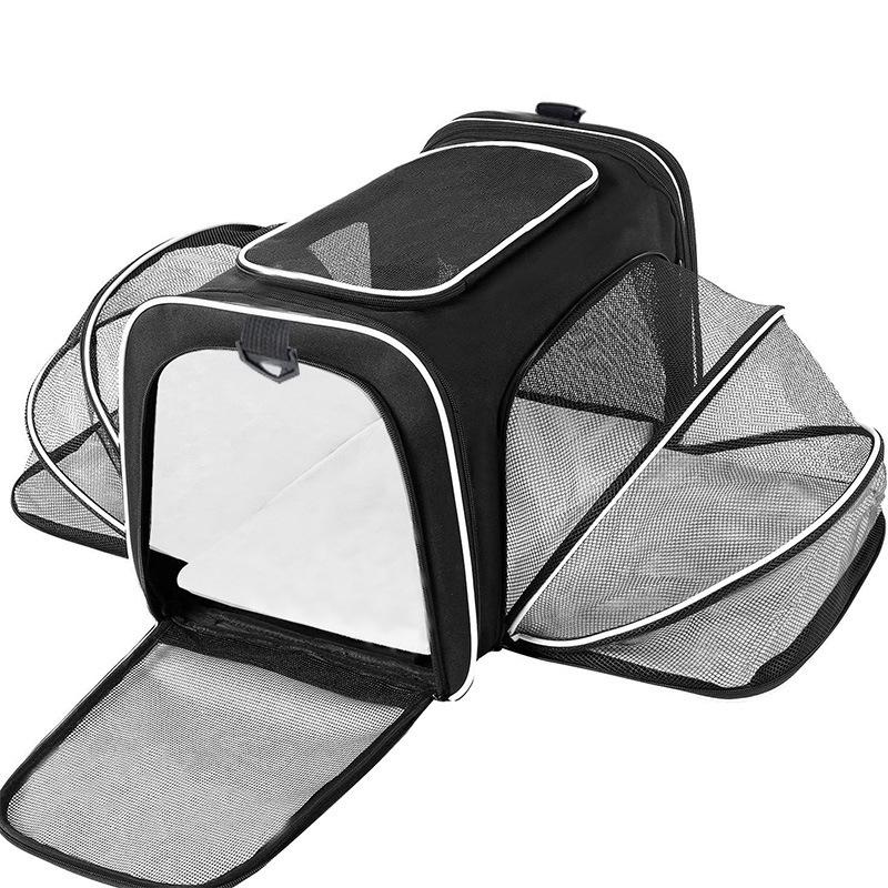 Expandable Cat Carrier Dog Carrier, Soft-Sided Portable Pet Travel Carrier, Removable Soft Plush mat and Pockets, Locking Safety Zippers