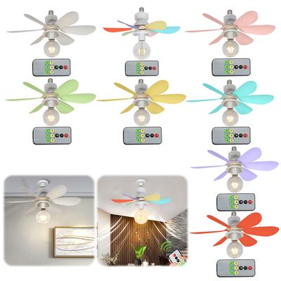 E27 Duy Fan LED Işık E27 Taban 52cm İç Mekan Tavan Vantilatörü Işığı Uzaktan Kumanda 3 Hız Kısılabilir Yatak Odası Oturma Odası Mutfak için