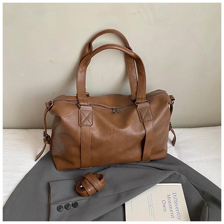 

Винтажная текстура, большая вместимость, женская новая модная универсальная сумка-мессенджер на плечо для выхода в свет, сумка для поездок на работу коричневый