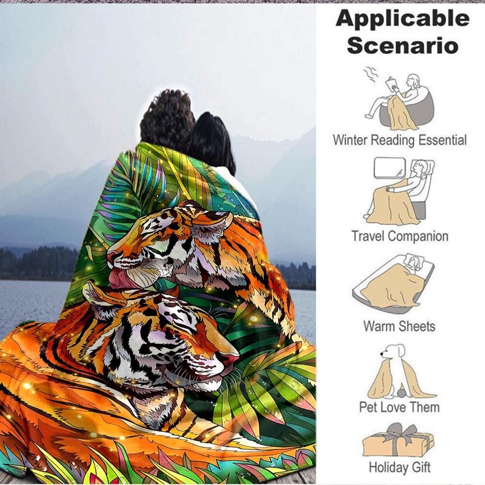 1PC Tiger Print Blanket, Throw For Sofa, Bed, Travel, Printing Blanket With Soft And Warm Fabric yy250918133