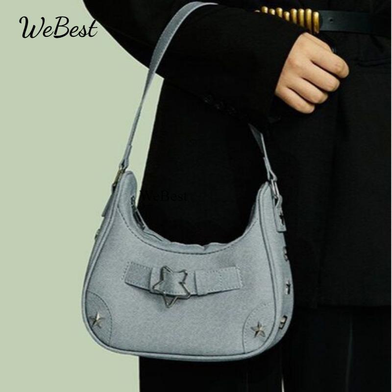 

New High-end Handbags, Women s Small Bags, Autumn Retro Star Girls Shoulder Bags, Niche синій
