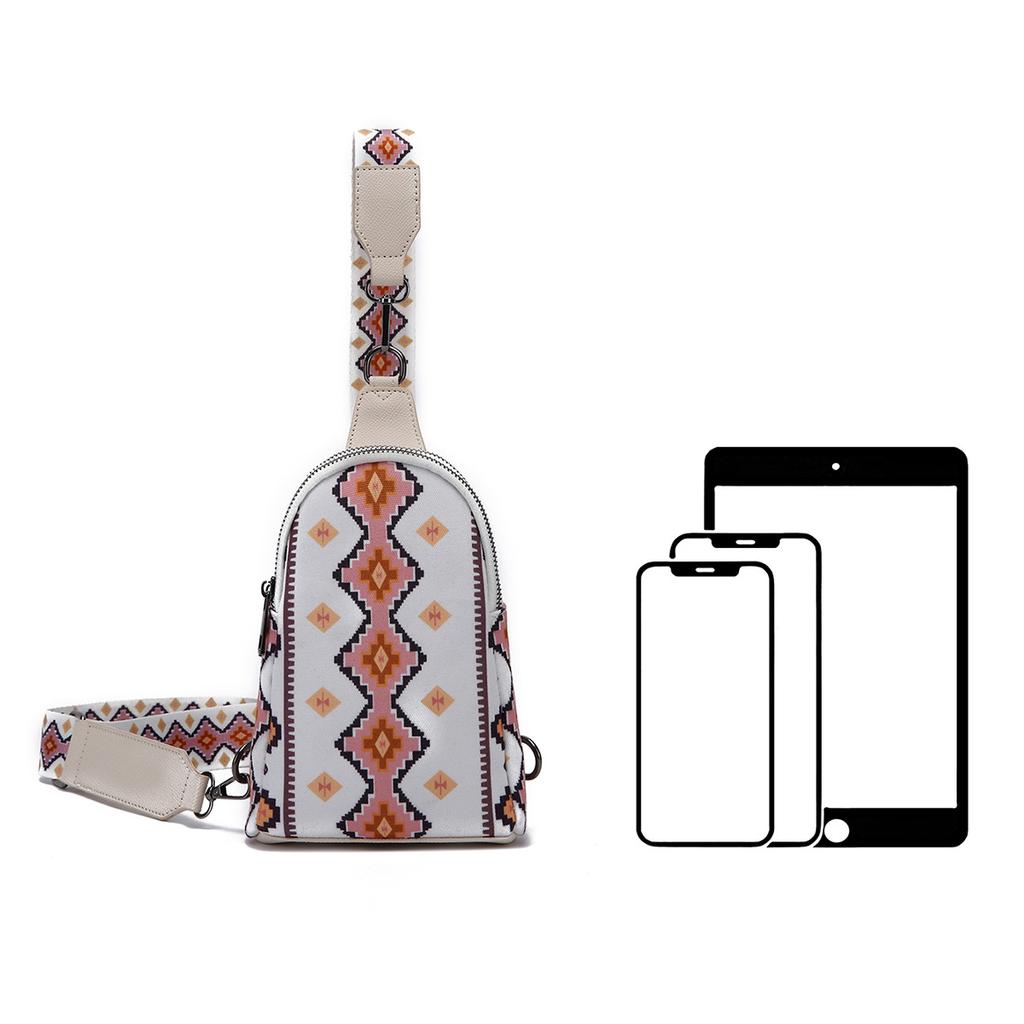 Vintage Canvas bedruckte böhmische Damen Clutch Brusttasche Umhängetasche