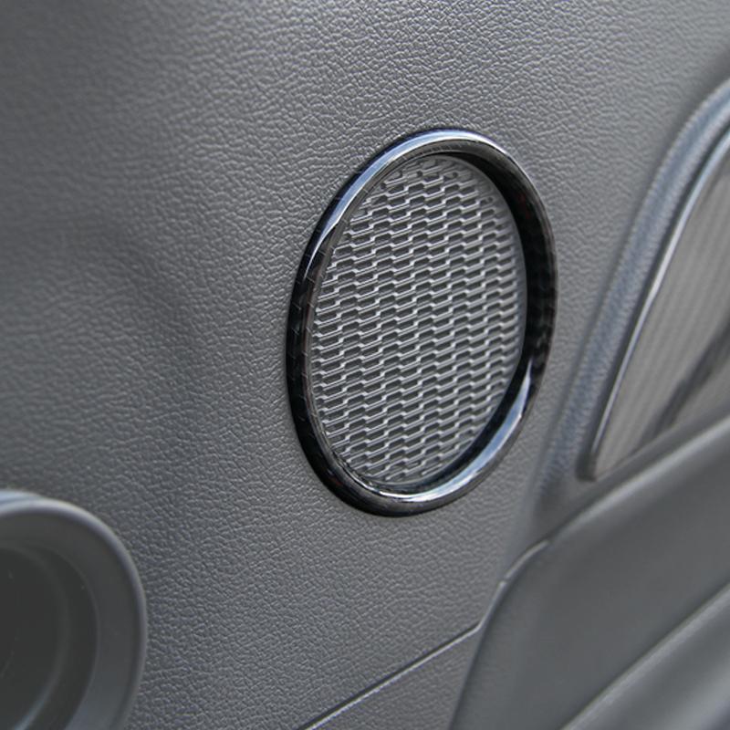 Car Steering Wheel Door Handle Decoration Center Console Cover Protective Sticker For Ford Mustang 2015 Up ABS Car Accessories Carbon Fiber Black