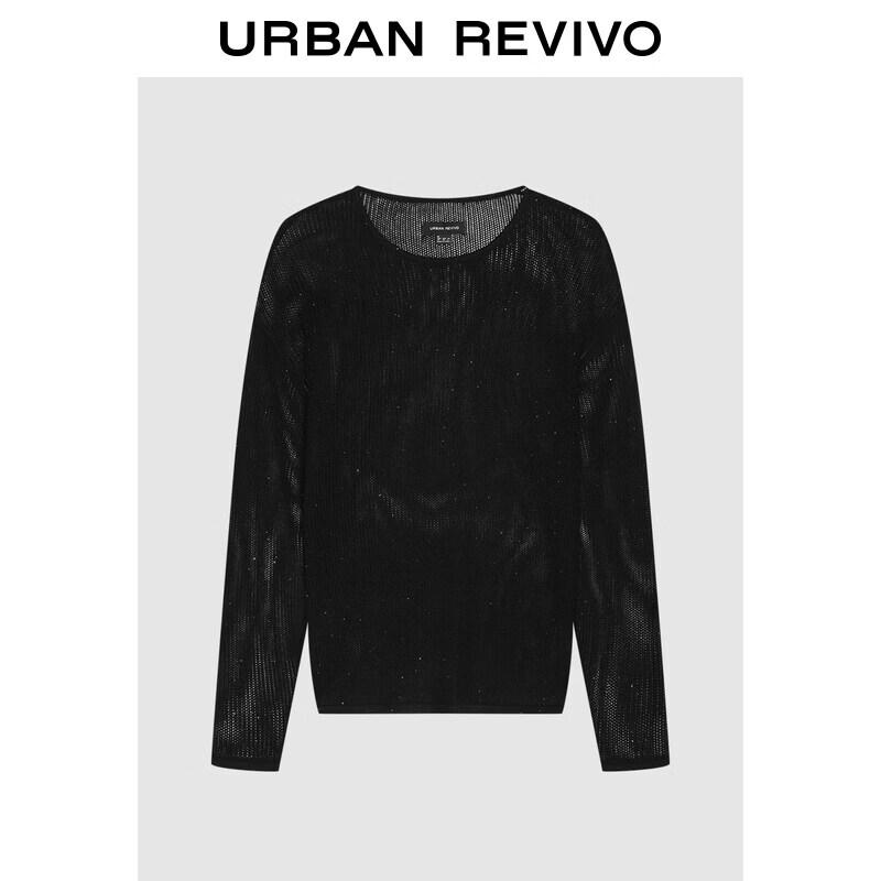 

UR2026 Women s Rhinestone Hollow Knit Sweater M