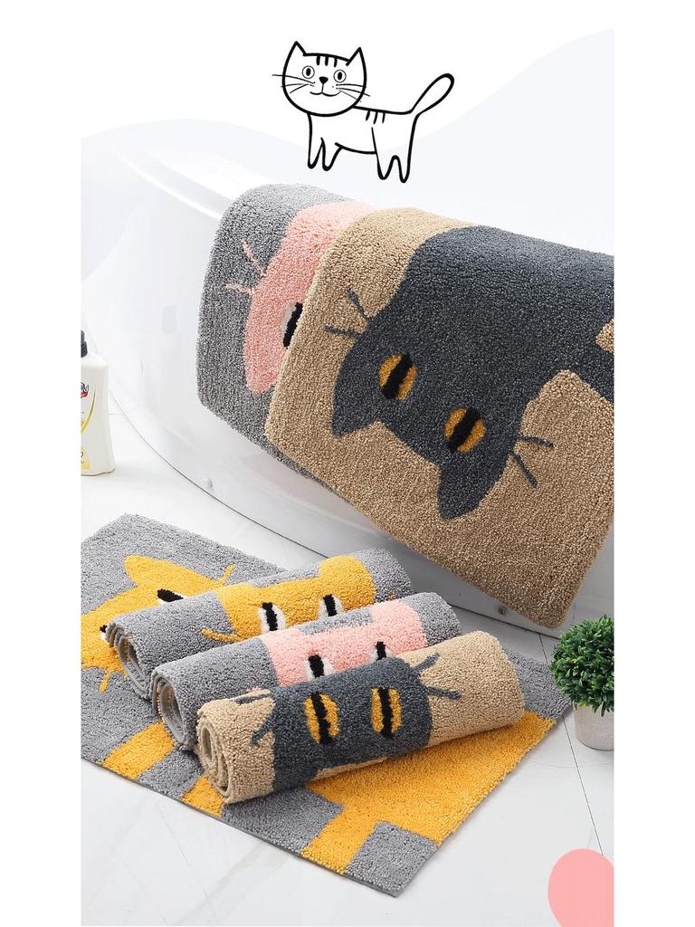 Cartoon Jacquard Non-Slip Floor Mat - Absorbent Foot Pad for Entrance, Bathroom, Bedroom, or Kitchen