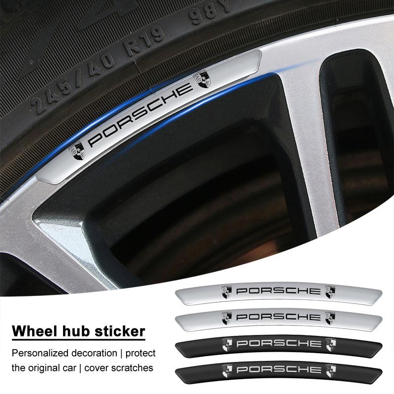 4Pcs Auto Wheel Hub Badge Tire Rim Stickers Accessories For Porsche Boxster Cayenne Panamera Macan Cayman 911 918 996 917 991